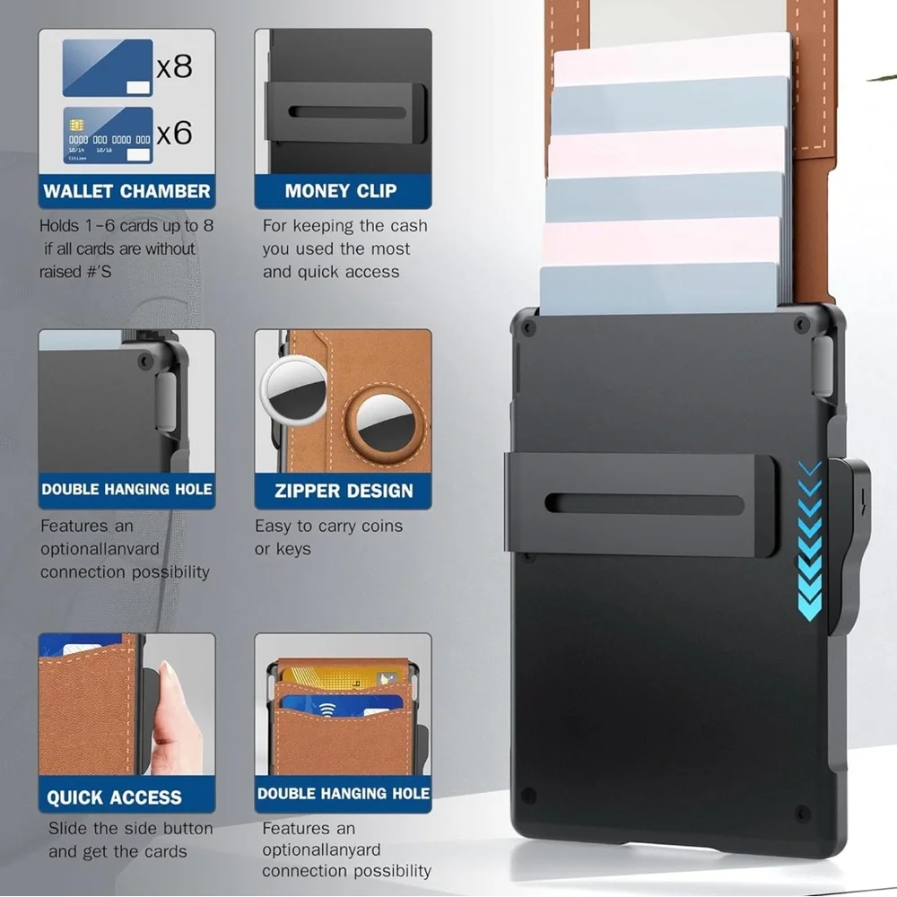 umoven AirTag Wallet for Men - with Pop Up Aluminum Case